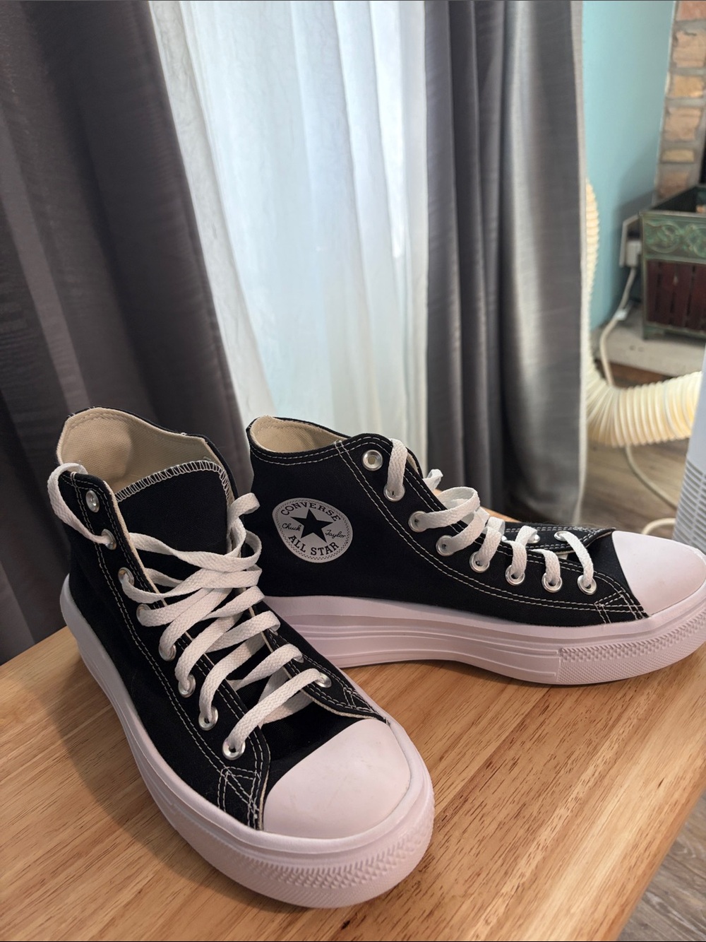 Converse Black & White High-Top Platform Sneakers